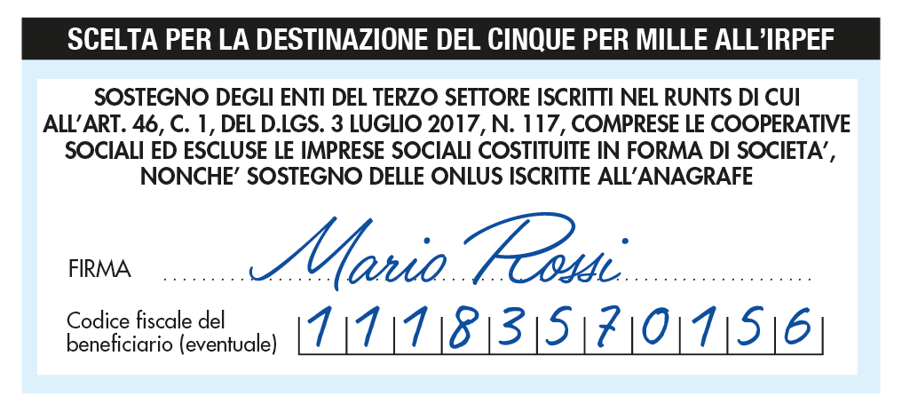 Firma e inserisci il nostro codice fiscale 11183570156 PA Tagliandino